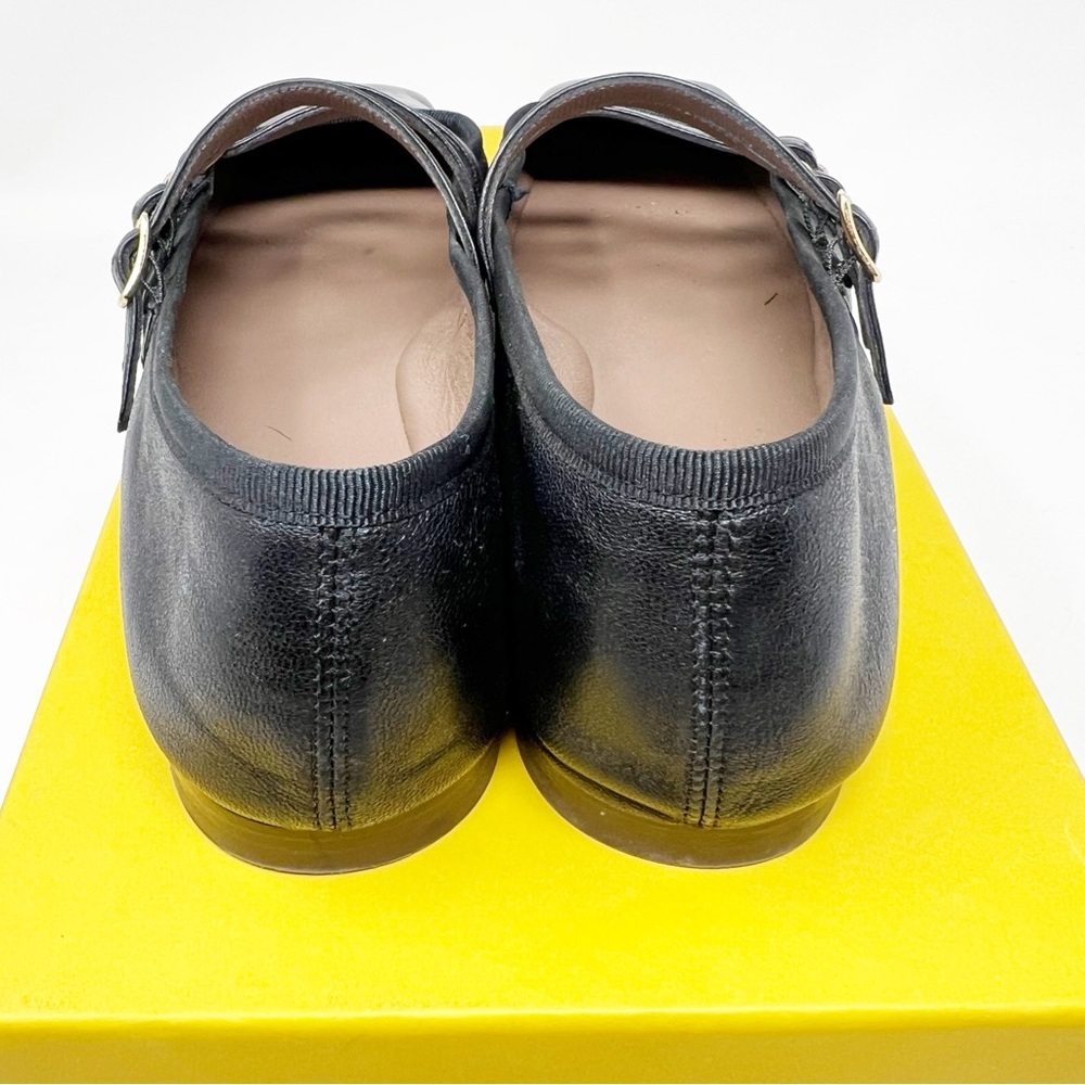 MANSUR GAVRIEL BLACK LEATHER BALLERINA FLATS MARY JANES WOMENS SZ 7.5 - Picture 5 of 12